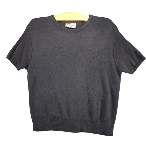 Sycamore Women's Knit Sweater Black Medium Short Sleeve Crew Neck Vintage - Picture 1 of 12